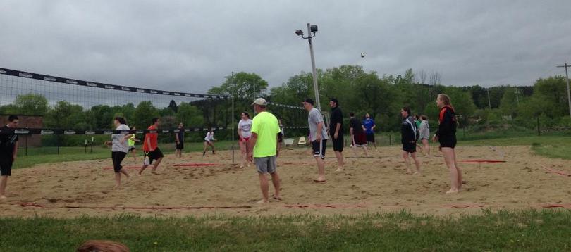 Volleyball under grey skies