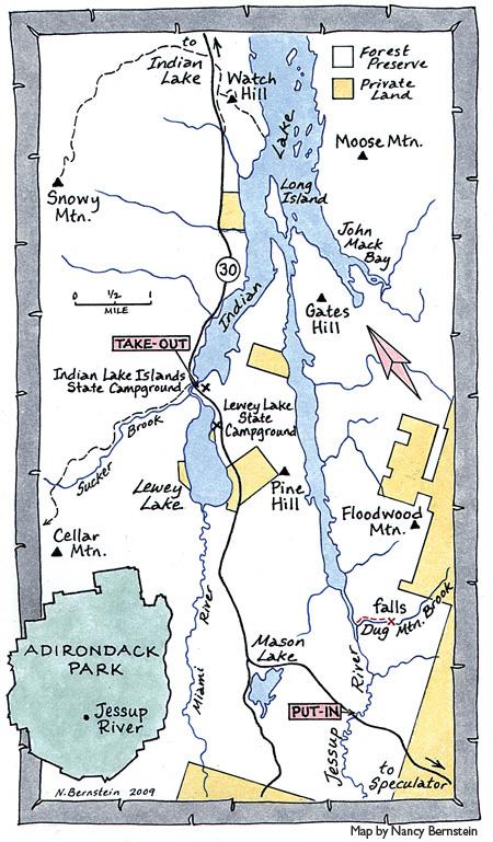 Map of Jessup to Indian Lake